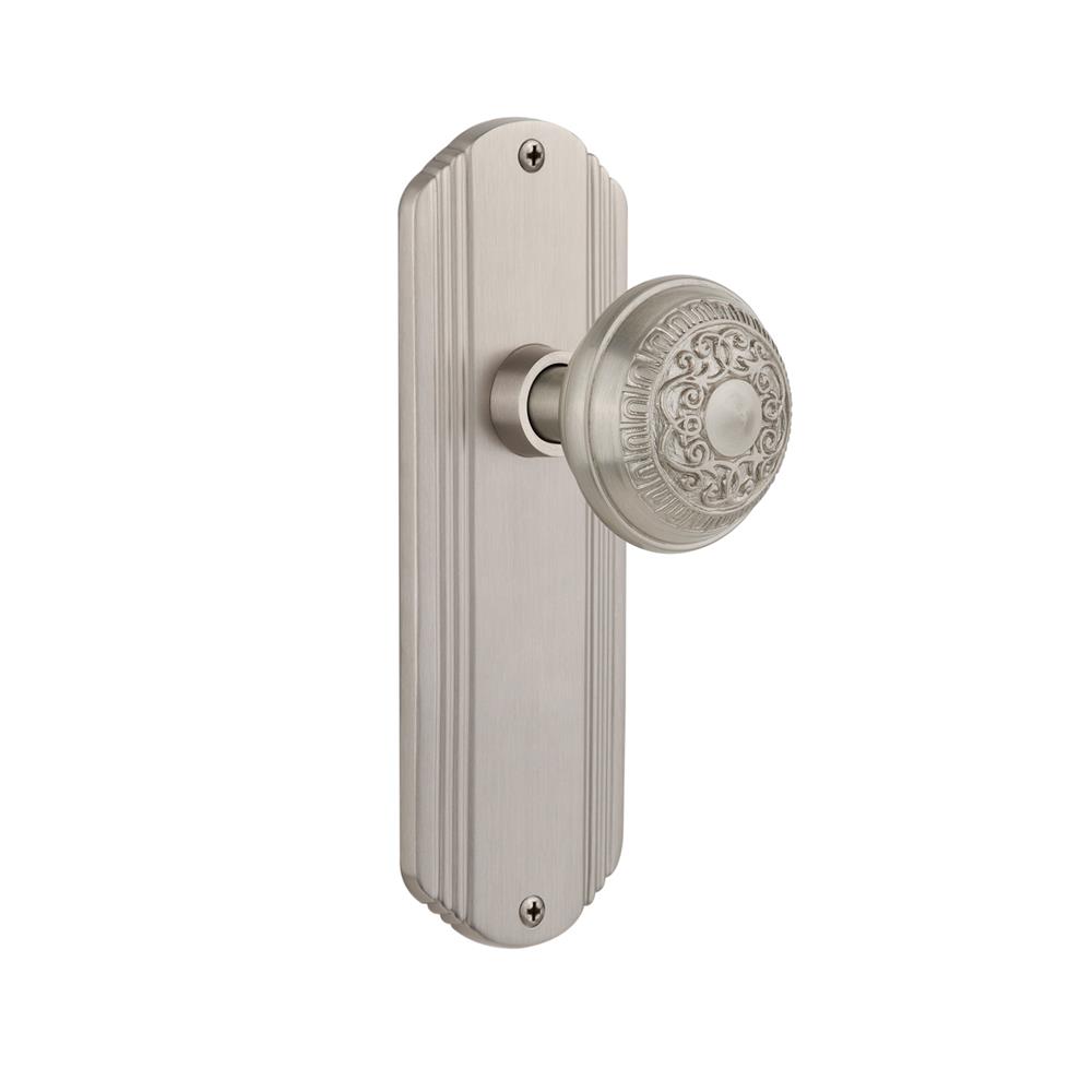 Nostalgic Warehouse DECEAD Complete Passage Set Without Keyhole Deco Plate with Egg & Dart Knob in Satin Nickel